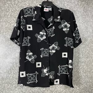 Vintage Black and White Floral Blouse